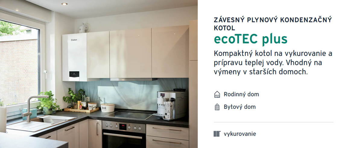 Závesný plynový kondenzačný kotol ecoTEC plus