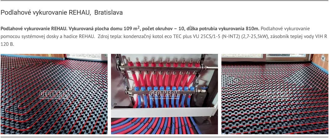 Podlahové kúrenie montáž Bratislava